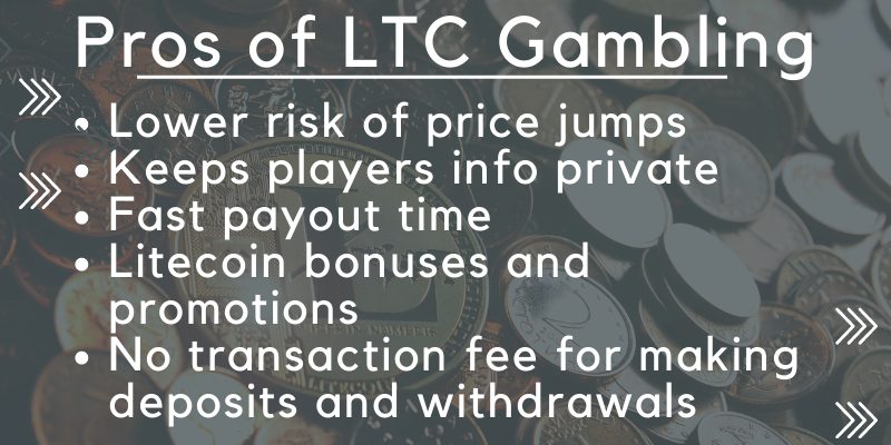 List of pros of LTC Gambling with coins in background